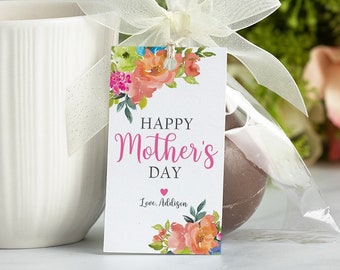 Mother's Day Gift Tag afdrukbare, Happy Mother's Day tag, bewerkbare Mothers Day afdrukbare tag, moeder dank u lente bloemen Instant Download