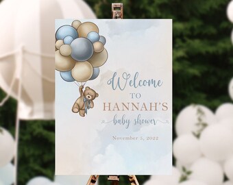 Teddy Bear Baby Shower Sign, Baby Shower Welcome Sign, We Can Bearly Wait Boy Baby Shower Decorations, Teddy Bear Baby Shower Decorations
