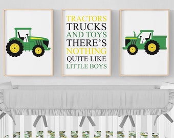 Traktor Kinderzimmer Drucke, Traktor Kinderzimmer Dekor, 3er-Set Drucke, Baby Jungen Kinderzimmer Dekor, Bauernhof, Traktor Wand Drucke, Bauernhof Wand
