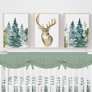 Forest Nursery Prints, Forest Nursery Decor, Set of 3 Prints, Baby Boy Nursery Decor, Forest Wall Decor, Forest Wall Art, Trees, Deer Prints