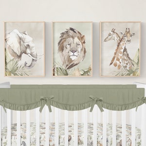 Safari Nursery Prints, Safari Nursery Decor, Jungle Nursery Wall Decor, Set of 3 Prints, Safari Animals Wall Art, Elephant, Lion, Giraffe