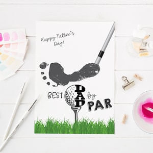 Artesanato de pegada de golfe para impressão no Dia dos Pais, Melhor Pai por Par, Presente de Golfe para o Dia dos Pais, Presente para o Dia dos Pais, Presente de Golfe para Lembrança do Pai, Cartão DIY