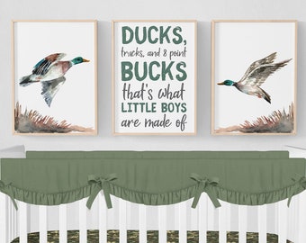 Duck Hunting Nursery Prints, Mallard Duck Nursery Decor, Set of 3 Prints, Baby Boy Nursery Decor, Mallard Duck Wall Decor, Mallard Print