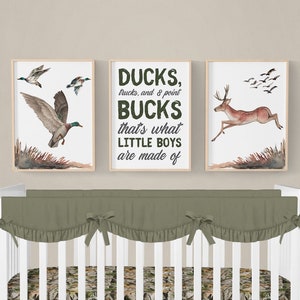 Baby Hirsch Drucke, Baby Reh Drucke, Entenjagd Kinderzimmer Dekor, 3er-Set Prints, Reh Wanddekoration