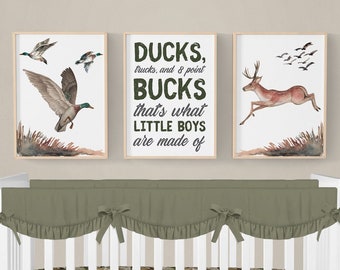 Hunting Nursery Prints, Baby Boy Nursery Decor, Duck Hunting Nursery Decor, Set of 3 Prints, Deer Wall Decor, Baby Deer Nursery Prints Boy