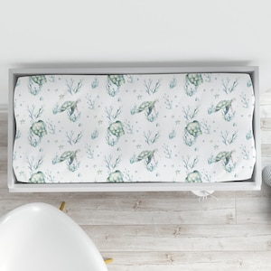 Sea Turtle Changing Pad Cover, Sea Turtle Nursery, Ocean Nursery, Baby Boy Gift, New Mom Gift, Changing Pad Cover Boy, Ocean Coastal Beach