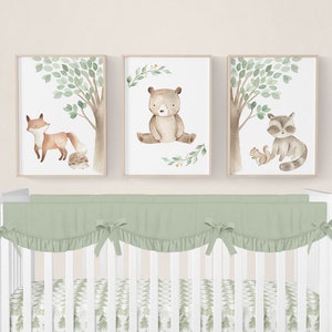 Woodland Nursery Prints, Woodland Animal Prints, Woodland Nursery Decor, Animal Nursery, Set of 3 Prints, Baby Boy Nursery, Forest Nursery