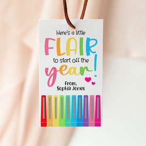 Back to School Teacher Gift Tag, Flair Pen Gift Tag, Printable Back to School Tag, First Day of School Printable, Editable School Gift Tag