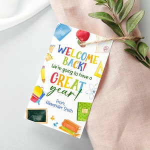 Welcome Back to School Tag, Editable Back to School Gift Tag, Printable First Day of School Gift Tag, Teacher Gift Tags, Instant Download