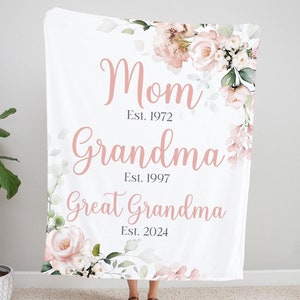 Personalized Mom Grandma Great Grandma Blanket, Custom Mom Blanket, Best Gift For Grandma, Christmas Gift From Kids, Christmas Gift For Her