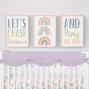 Rainbow Nursery Wall Art, Set of 3 Prints, Rainbow Nursery Prints, Nursery Art Rainbow Nursery Decor, Girl Nursery Prints Girl Nursery Decor