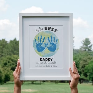 Fathers Day Handprint Art For Dad, Worlds Best Dad Print, Handprint Fathers Day Craft Printable, DIY Gift For Dad Fathers Day Gift From Kids