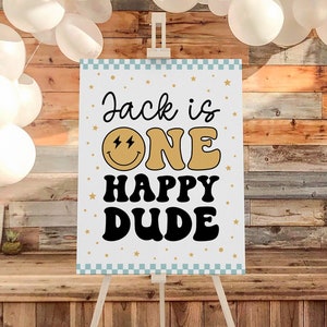 One Happy Dude Birthday Sign, First Birthday Welcome Sign, One Happy Dude Birthday Decorations, Boy 1st Birthday Party Smile Welcome Poster