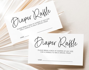 Modern Minimalist Diaper Raffle Card, Minimalist Baby Shower Diaper Raffle Tickets Insert, Gender Neutral Baby Shower Game Printable, MB2