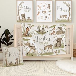 Woodland Crib Bedding Set, Gender Neutral Crib Bedding, Baby Boy Crib Bedding Set Girl, Woodland Nursery, Neutral Nursery, Woodland Animals