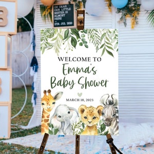 Safari Baby Shower Welcome Sign, Safari Animals Baby Shower Sign, Welcome Safari Sign, Safari Baby Shower Decorations, Greenery Baby SAB1