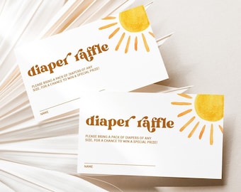 Sun Baby Shower Diaper Raffle Tickets, Here Comes The Son Baby Shower Diaper Raffle Card Insert, Sunshine Baby Shower Game Printable, SBS2