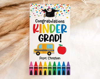 Kindergarten Graduation Gift Tag, Editable Kinder Graduation Tag, Printable Graduation Gift Tags, Graduation Favor Tags, Instant Download