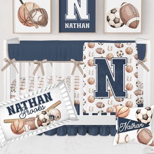 Sports Crib Bedding Set for Boys, Sports Nursery Bedding, Baby Boy Crib Bedding, Vintage Sports Nursery Decor, Baby Bedding Crib Sets Boy