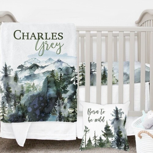 MINI Crib Bedding Set Woodland Crib Bedding Set Baby Boy Etsy
