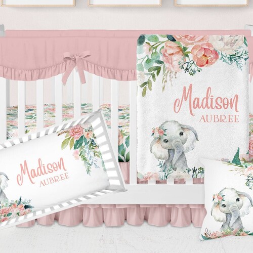 Elephant Baby Bedding Set Baby Girl Crib Bedding Etsy