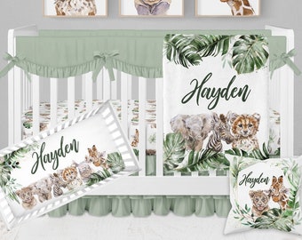 Safari Crib Bedding Set, Baby Boy Bedding, Safari Nursery Bedding Boy, Safari Crib Sheet, Safari Animal Baby Bedding Crib Set, Nursery Decor