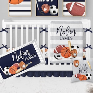 Sports Crib Bedding Set Boy, Baby Boy Crib Bedding, Sports Nursery Bedding, Baby Bedding Crib Sets Boy, Boy Nursery Decor Football, Baseball