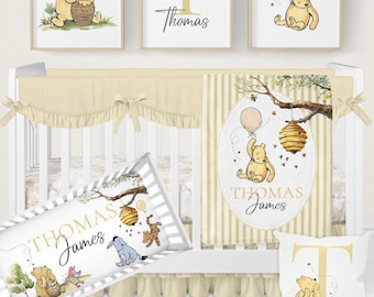 Winnie-the-Pooh Crib Bedding Set, Gender Neutral Baby Bedding Crib Sets, Classic Winnie-the-Pooh Nursery Decor, Classic Pooh Bear Nursery
