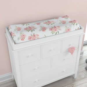 Floral Changing Pad Cover, Floral Nursery, Baby Girl Gift, New Mom Gift, Pink Watercolor Floral Changing Pad, Changing Pad Cover Girl