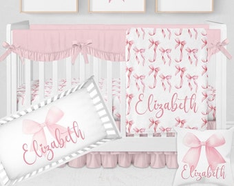 Rosa Bogen Krippe Bettwäsche Set Mädchen, Baby-Mädchen Krippe Bettwäsche, Baby Bettwäsche Krippe Sets Mädchen, Baby-Mädchen Kinderzimmer, Rosa Krippe Bettwäsche, Kokette Kinderzimmer