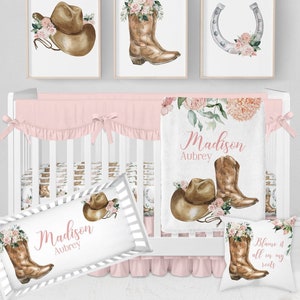 Western Crib Bedding Set, Baby Girl Crib Bedding Set, Cowgirl Nursery, Baby Girl Western Nursery, Cowgirl Crib Set, Personalized Crib Sheets