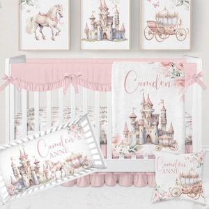 Baby Girl Crib Bedding Set, Princess Crib Bedding Set Girl, Custom Baby Bedding Crib Sets, Princess Nursery Decor, Pink Baby Girl Crib Set