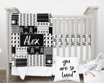 black and white cot sheets