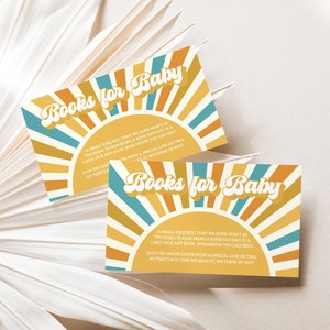 Sunshine baby shower boek verzoek ticket, hier komt de zoon baby shower boeken voor babykaart, zon breng een boekenkaart, Instant Download, RSB1