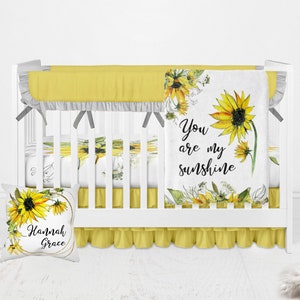 Girl Crib Bedding, You Are My Sunshine, Sunflower Crib Bedding, Floral Crib Bedding, Floral Nursery Crib Set, Baby Girl Bedding, Crib Sheet