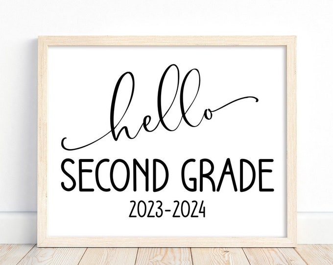 Hello 2nd Grade Sign, First Day of 2nd Grade Sign, Printable First Day ...