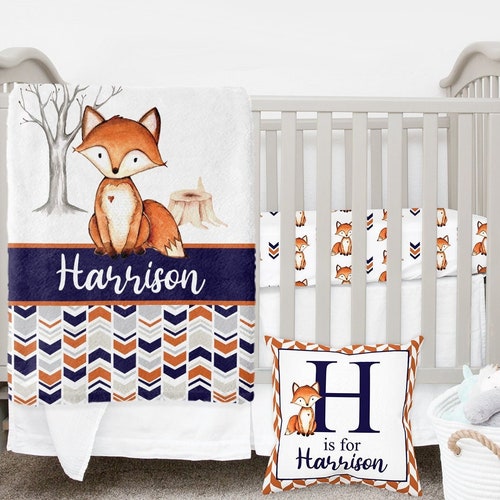 MINI Crib Bedding Set Woodland Crib Bedding Set Baby Boy Etsy