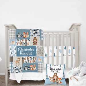 MINI Crib Bedding Set Woodland Crib Bedding Set Baby Boy - Etsy
