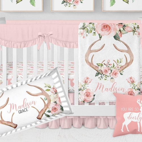 Woodland Baby Girl Bedding Baby Girl Deer Crib Bedding Set Etsy