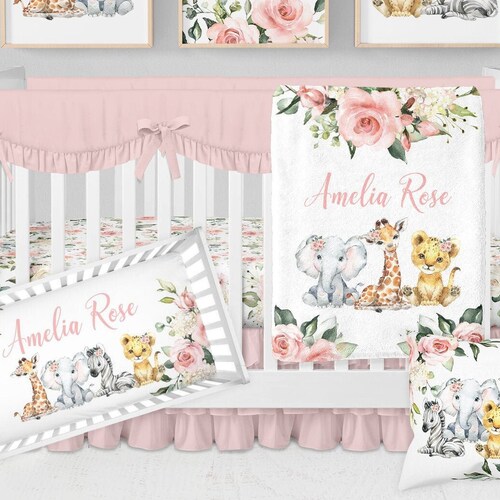 Safari Crib Bedding Set Baby Girl Nursery Bedding Set Safari Etsy