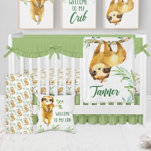 Sloth crib bedding for boy top