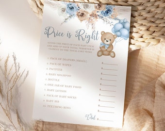 Price Is Right Baby Shower Game, Teddy Bear Baby Shower Games Boy, We Can Bearly Wait Baby Shower Games Printable, Printable Baby Games BTB1