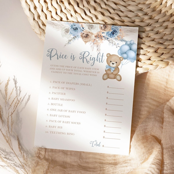 Price Is Right Baby Shower Game, Teddy Bear Baby Shower Games Boy, We Can Bearly Wait Baby Shower Games Printable, Printable Baby Games BTB1