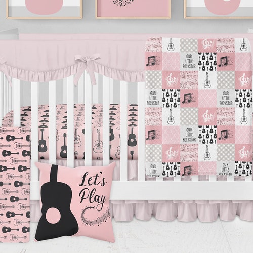 Guitar Crib Bedding Set for Music Theme Baby Nursery Black Etsy Canada