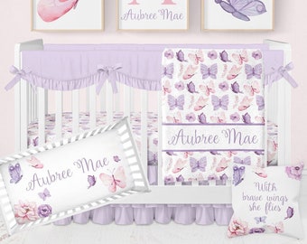 Butterfly Crib Bedding Set Baby Girl Crib Bedding Pink and