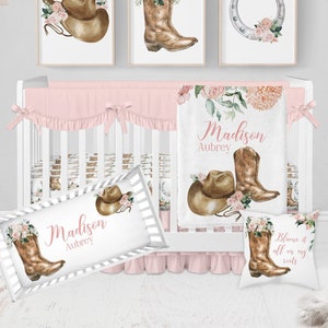 Western Crib Bedding Set, Baby Girl Crib Bedding Set, Cowgirl Nursery, Baby Girl Western Nursery, Cowgirl Crib Set, Personalized Crib Sheets