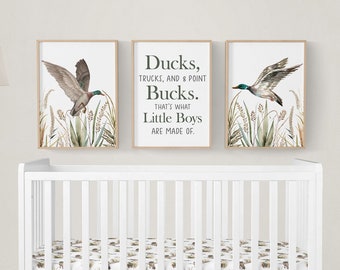 Entenjagd Drucke Junge, Baby Junge, Entenjagd Dekor, 3er-Set Drucke, Stockenten Dekor, Enten und Böcke