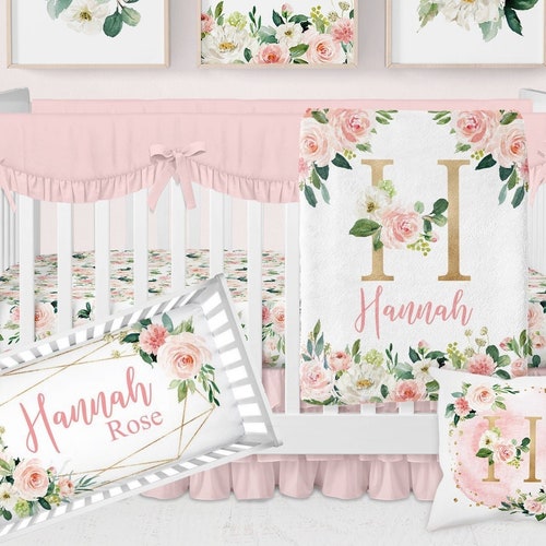 Floral Crib Bedding Set Girl Crib Bedding Personalized Baby Etsy