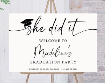She Did It Graduation Party Welcome Sign, Graduation Party Decorations, Custom Graduation Party Sign, He Did It Graduation Welcome Poster