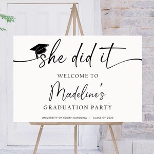 She Did It Graduation Party Welcome Sign, Graduation Party Decorations, Custom Graduation Party Sign, He Did It Graduation Welcome Poster